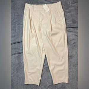 NWT A New Day Off-White/Cream High-Rise Faux Leather Ankle Pants